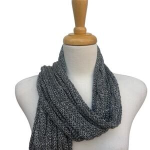 J. Crew Scarf Silver Metallic Skinny Cable Knit Y2K Glam 79” x 5”